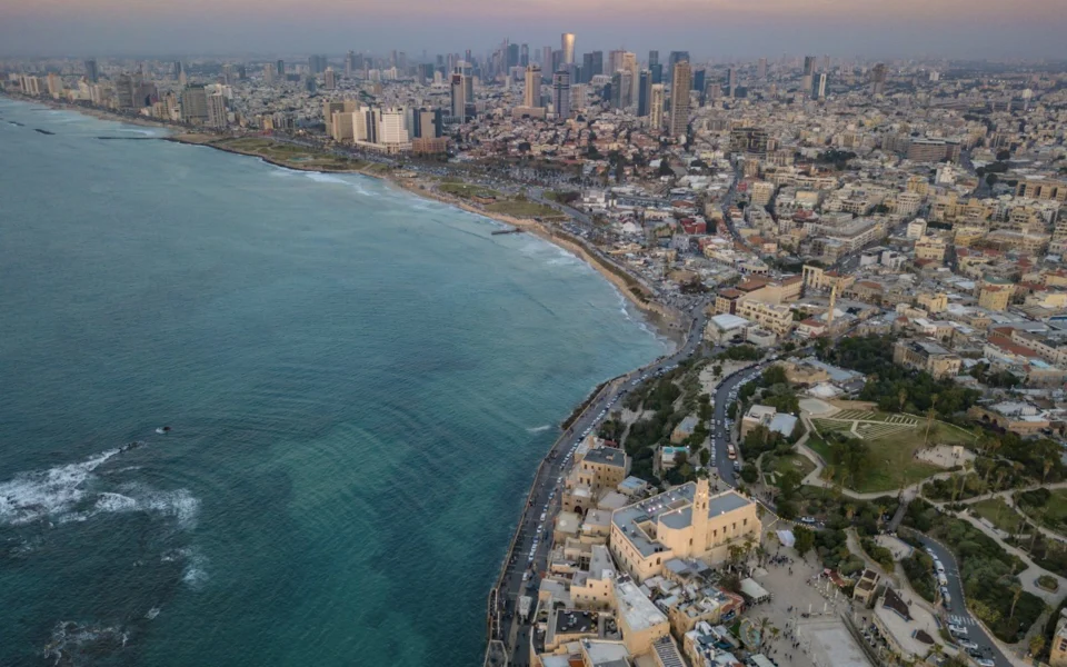 Aerial view of the Tel Aviv coastline, Israel