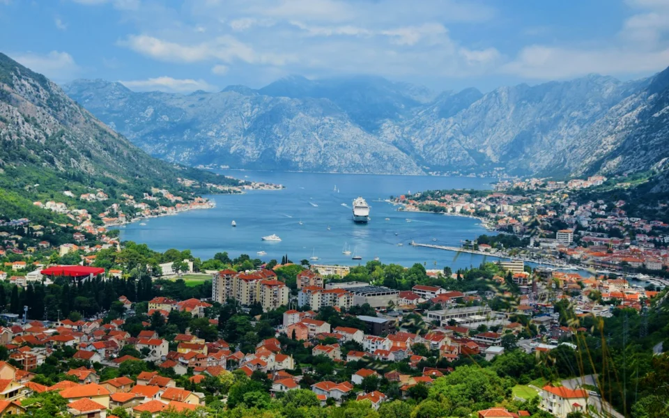 Bay of Kotor surrounded by mountains, Montenegro