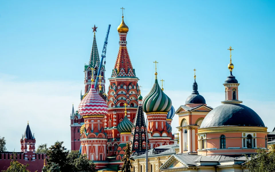 Saint Basil's Cathedral in Moscow under a clear sky