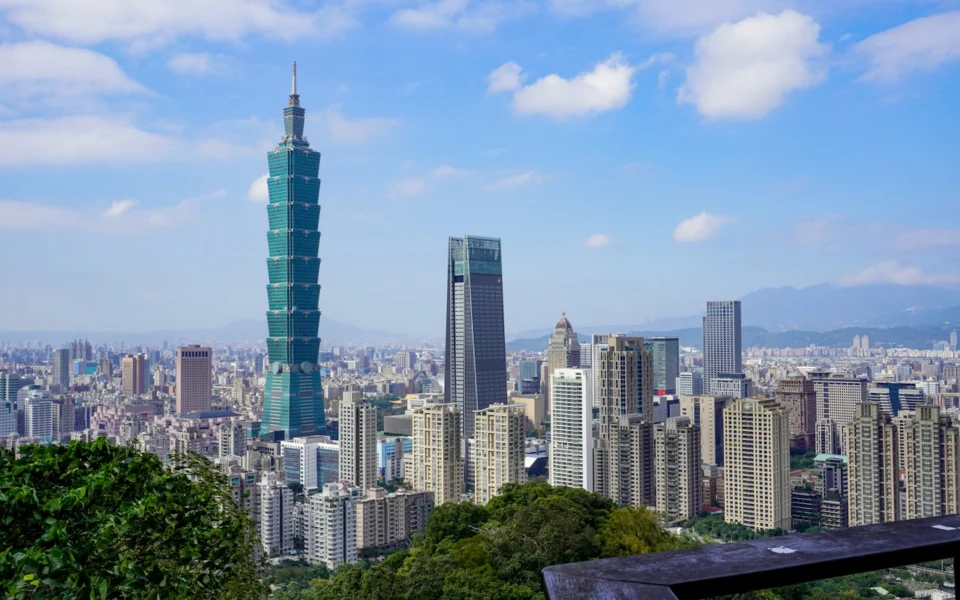 Taipei 101 rising above the Taipei skyline, Taiwan